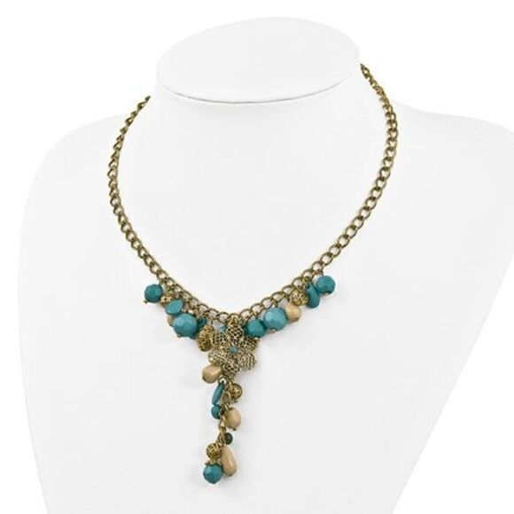 1928 Gold-tone Floral Pattern Bead Necklace - Picture 4 of 4